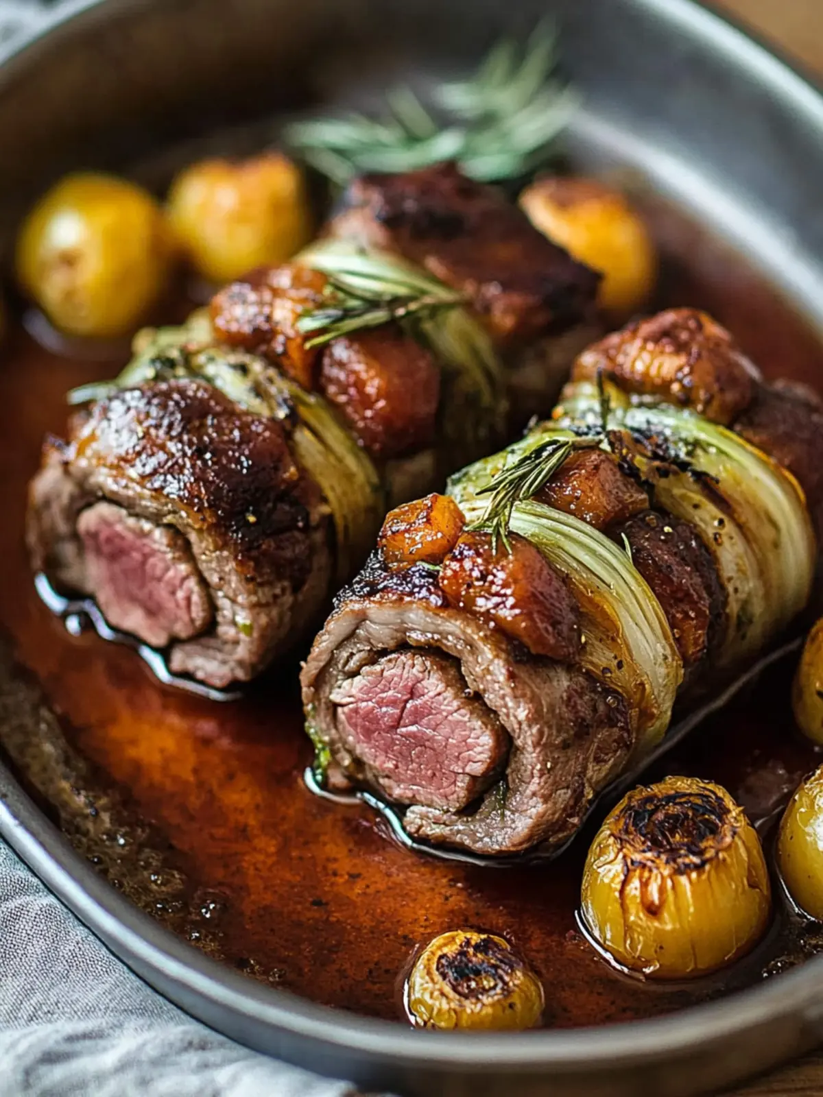 Zarte Rinderrouladen im Ofen zubereitet