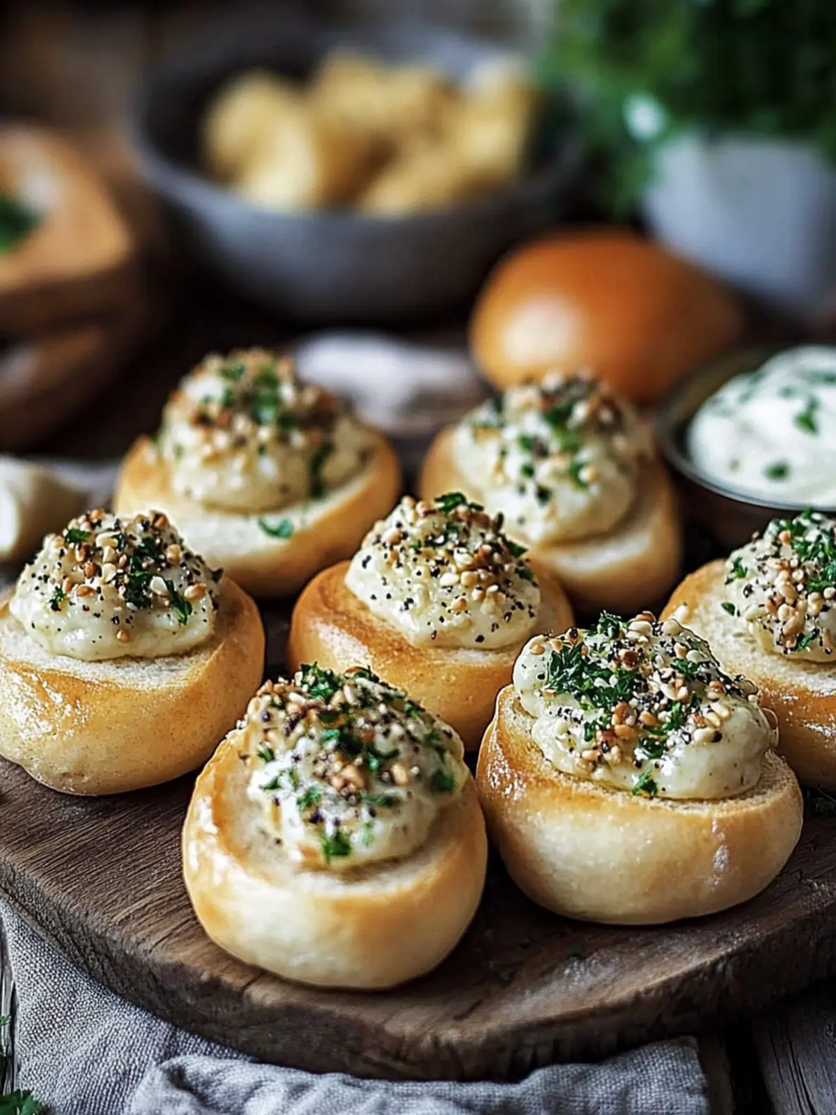 Mini-Brezelbrötchen mit Zwiebeldip