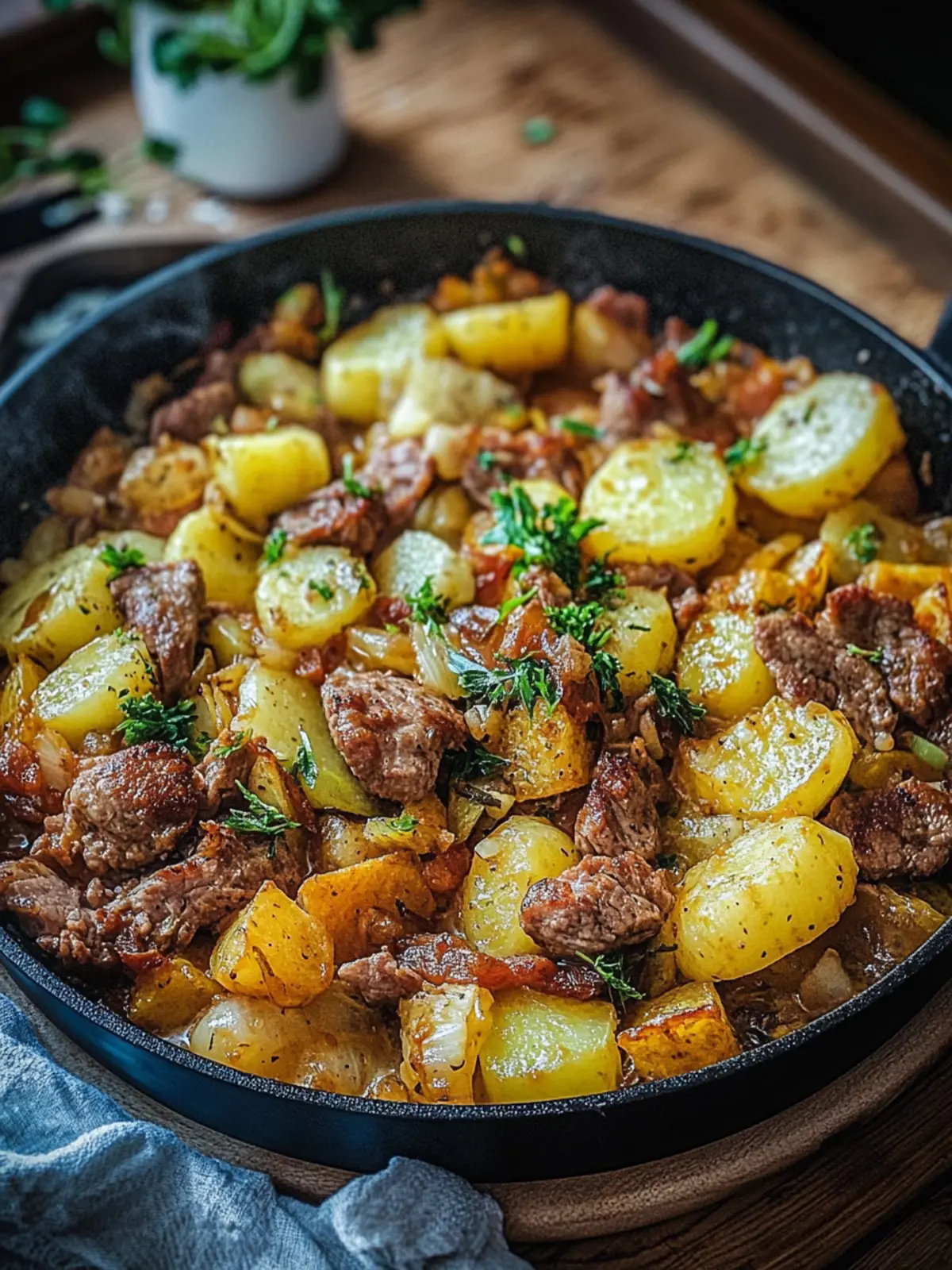 Savoykohl und Kartoffelpfanne mit Hackfleisch