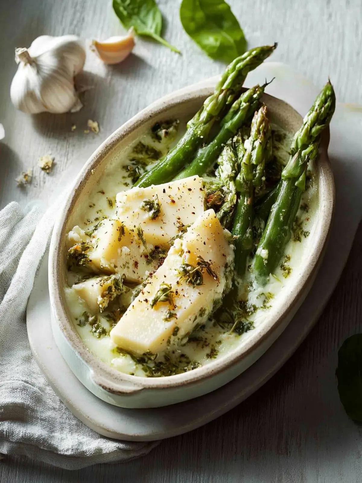 Käseknoblauchgrüne Bohnen