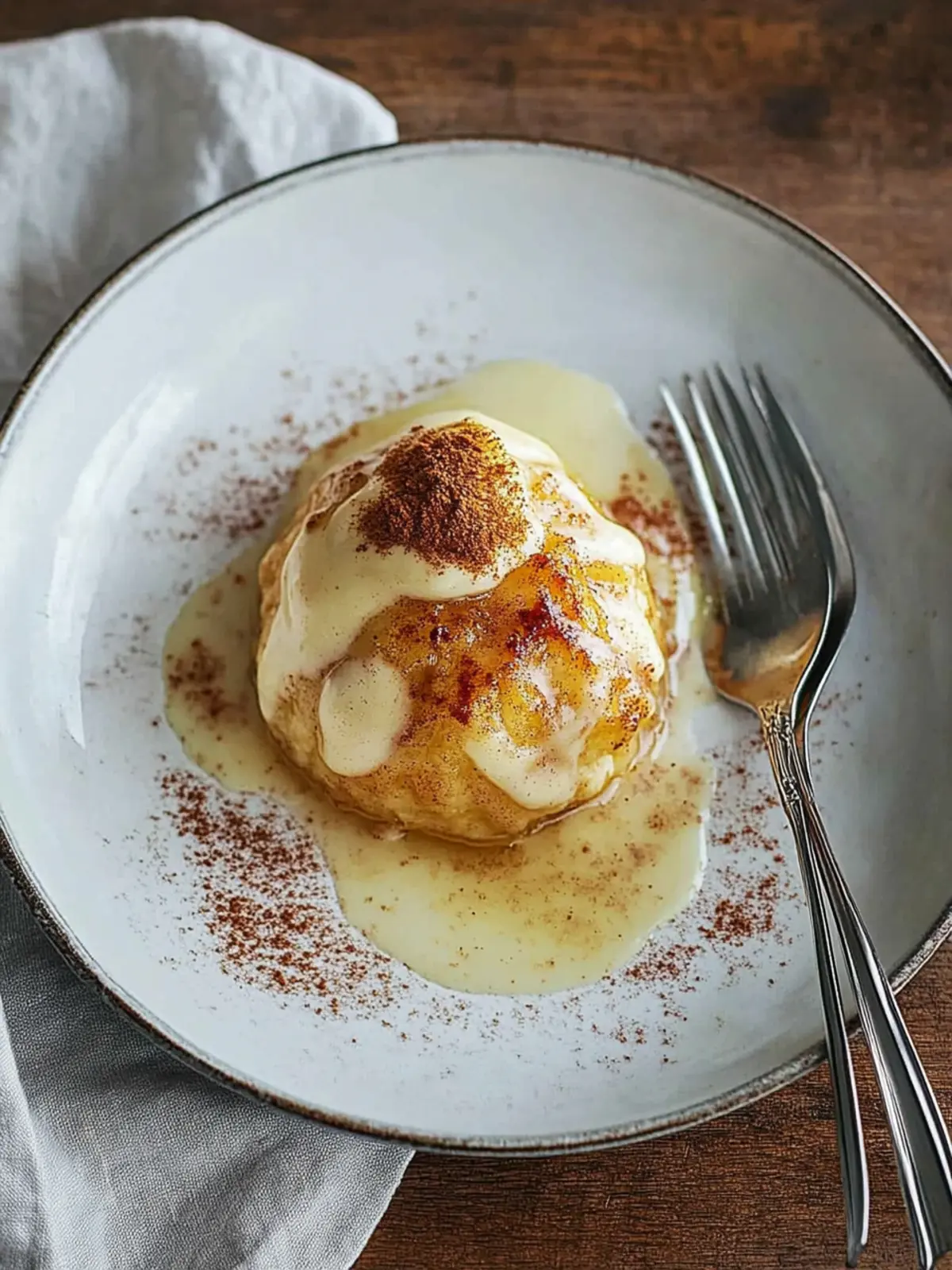 Apple dumplings with cinnamon butter and vanilla sauce