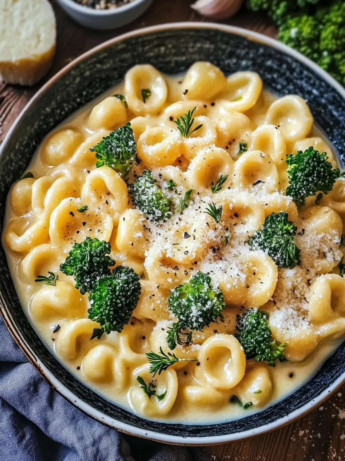 Orecchiette mit Brokkoli und Käseschinkensauce