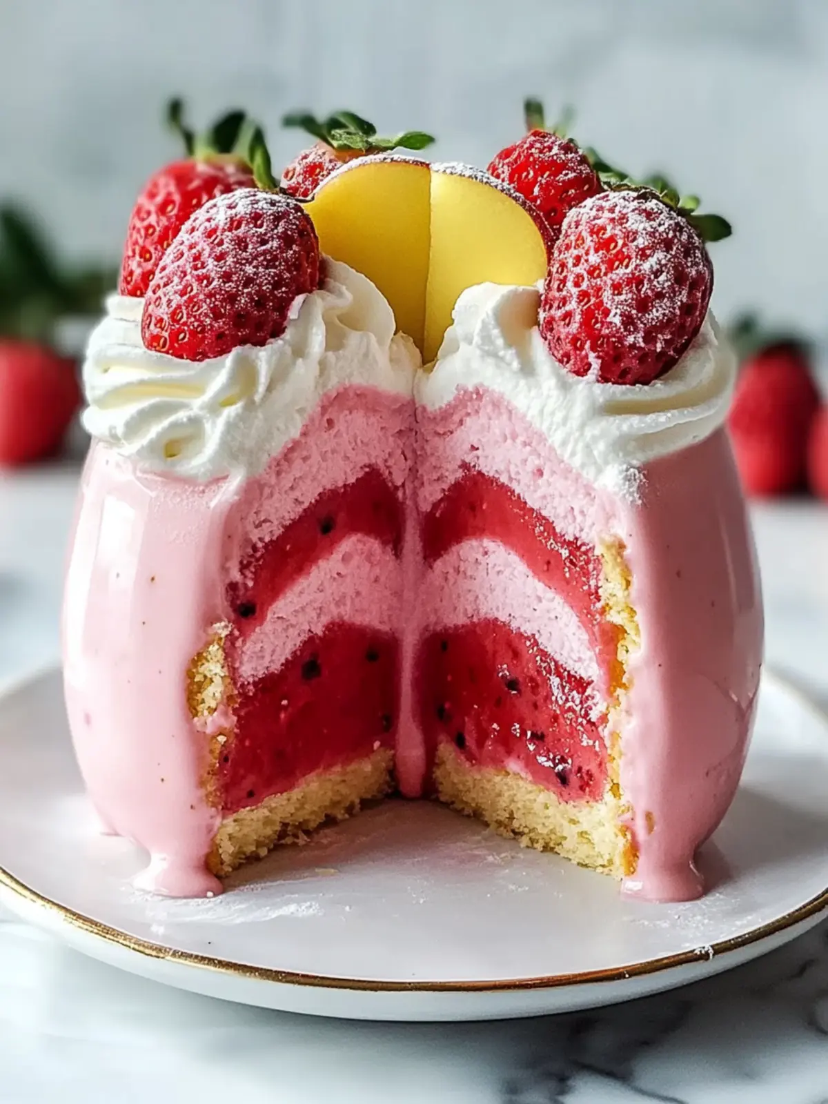 Erdbeermilchshake-Gewichtskuchen für jeden Anlass