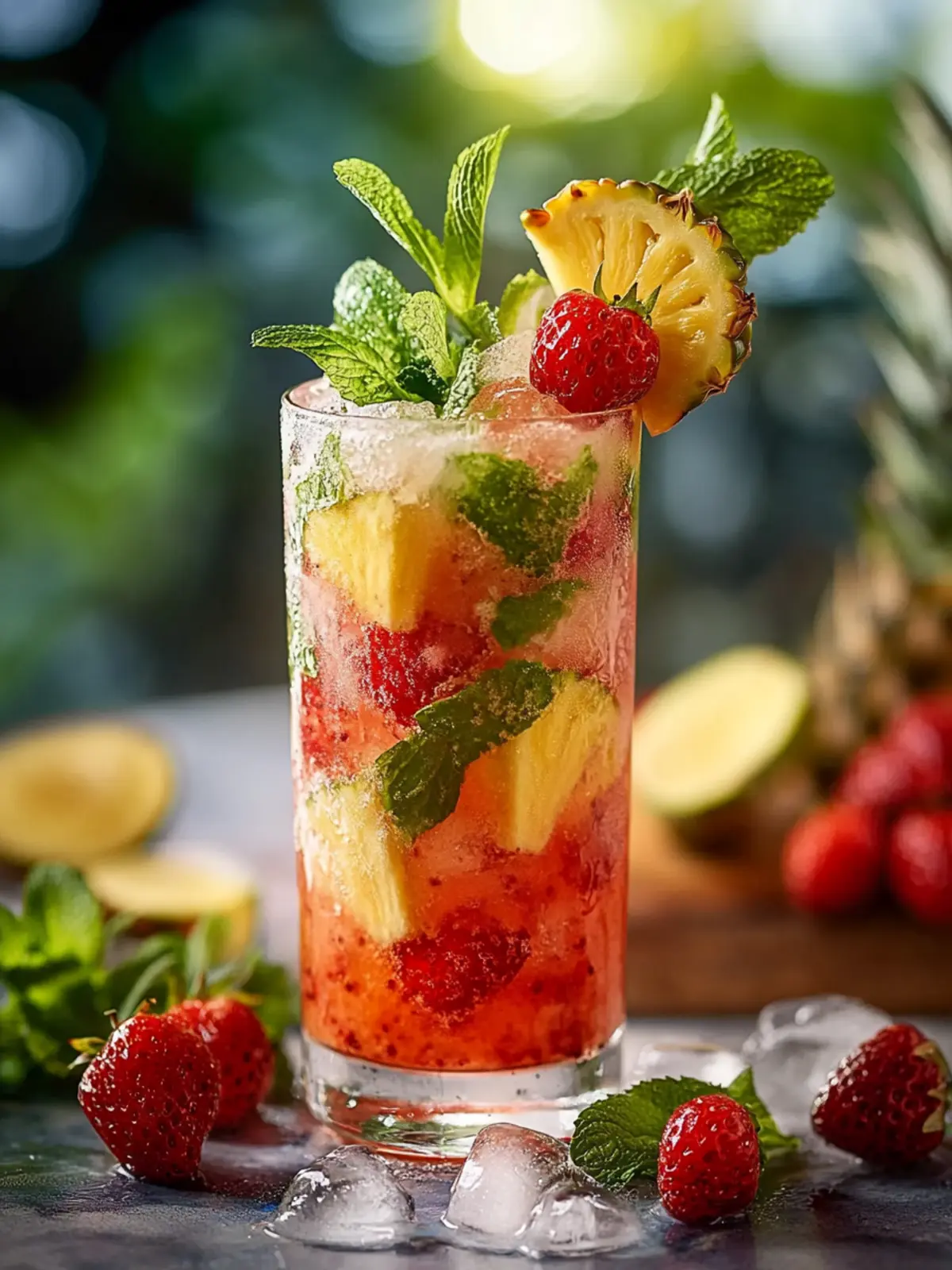 Leckerer Erdbeer-Ananas-Mojito