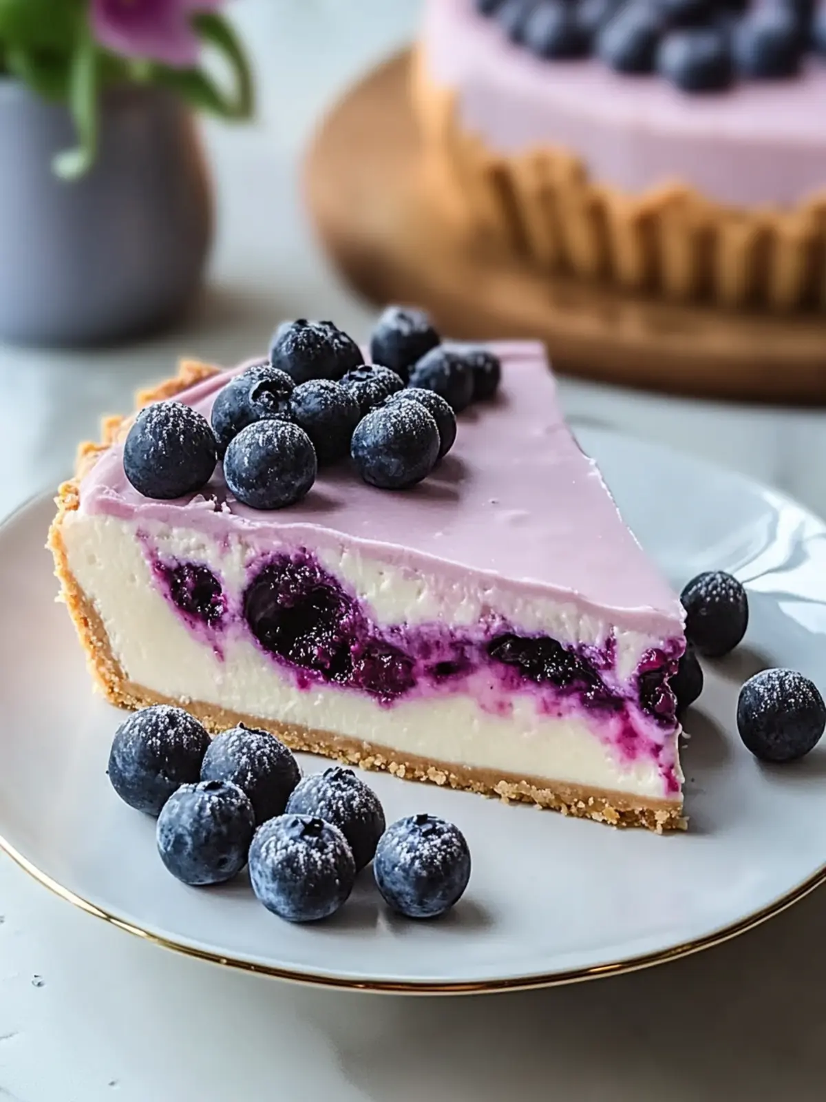 Weiße Schokoladen-Blaubeer-Cheesecake