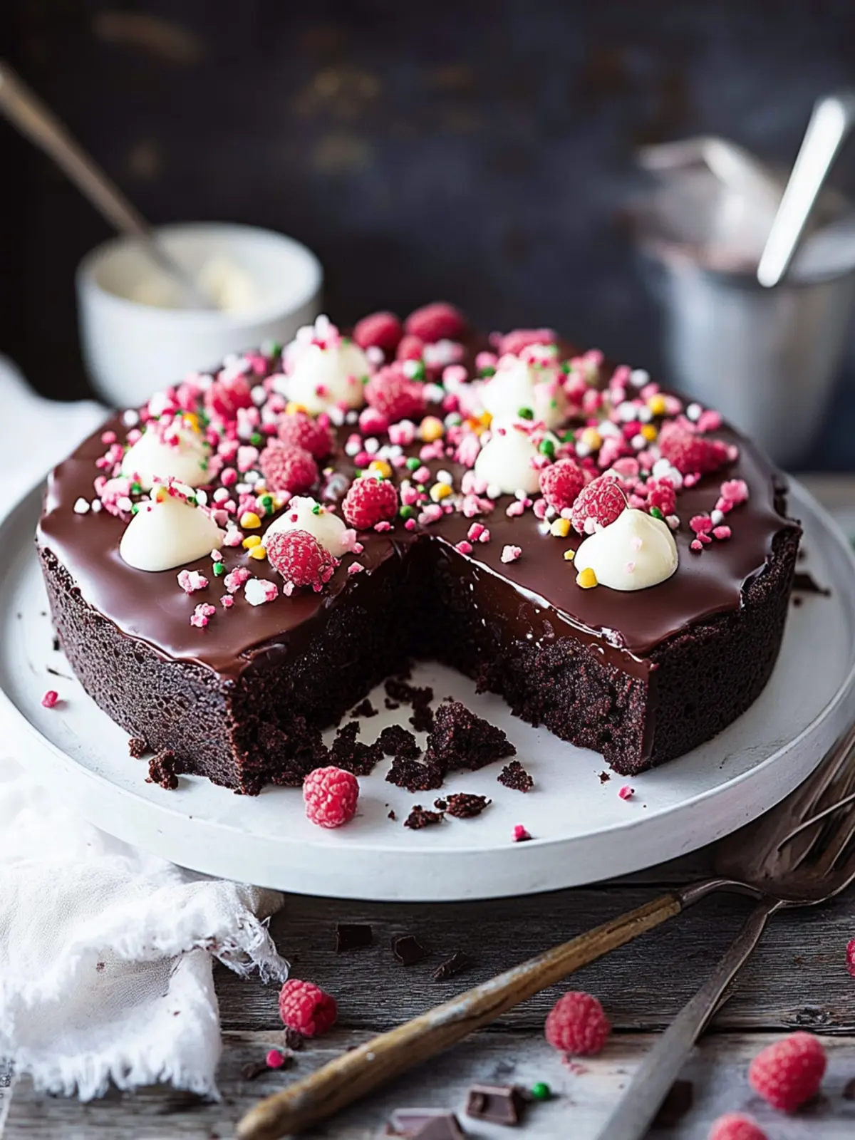 Backe einen saftigen Schokoladenblechkuchen
