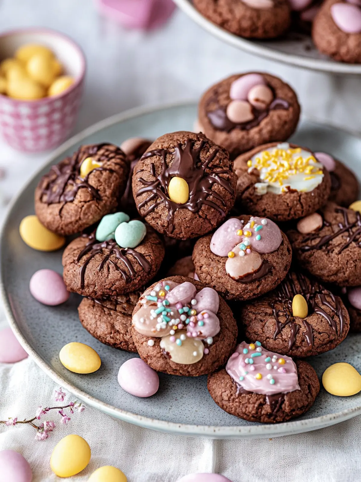Backe weiche Schokoladen-Cheesecake-Kekse für Ostern