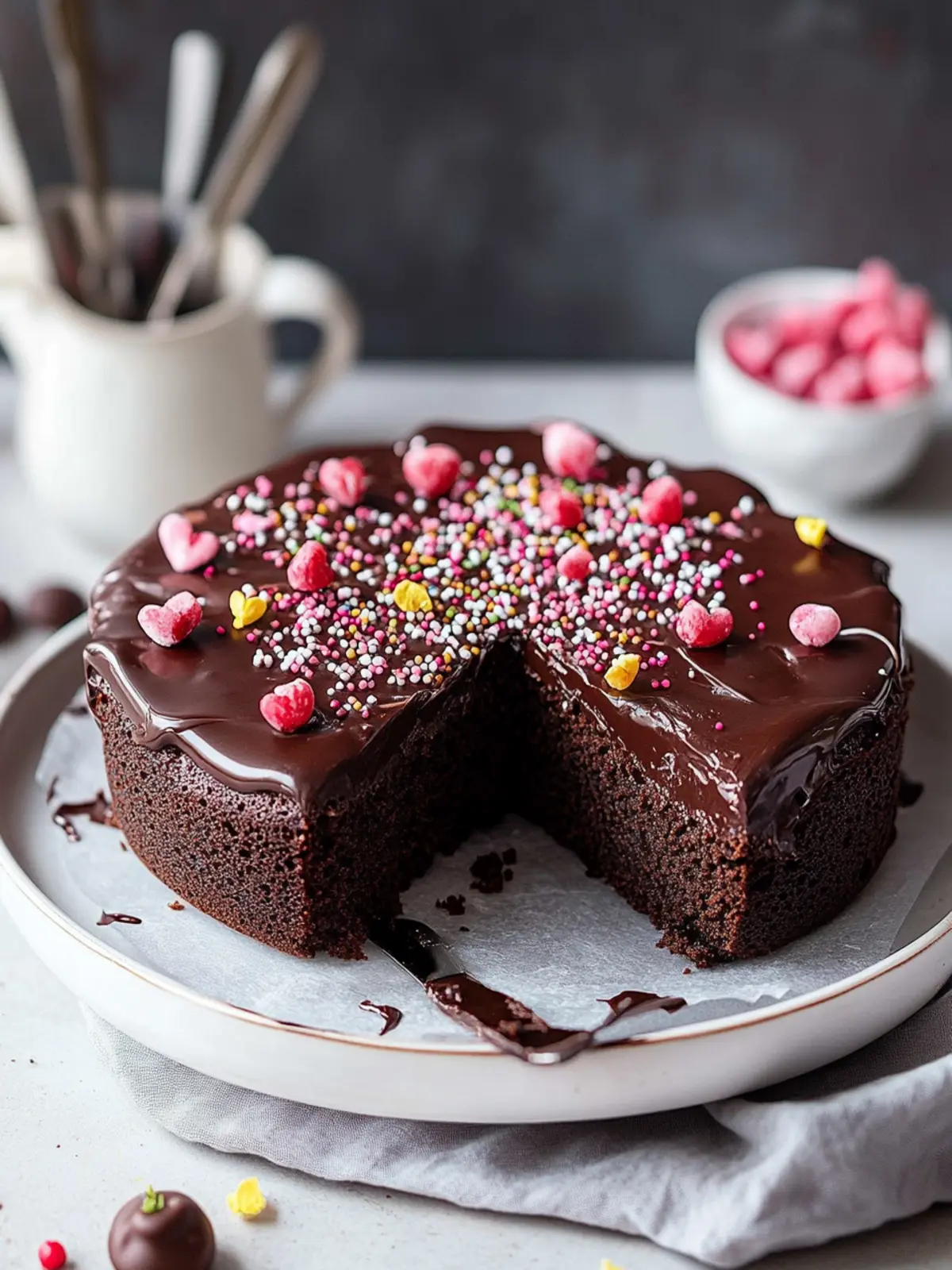 Backe einen saftigen Schokoladenblechkuchen