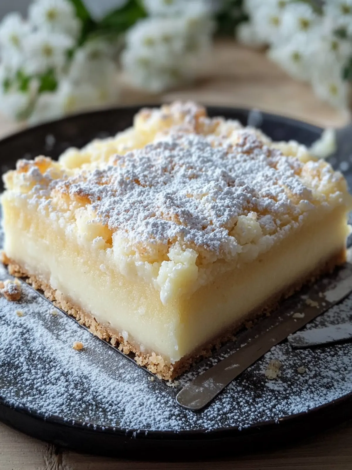 Vanillepudding-Bröselkuchen von einem Blech
