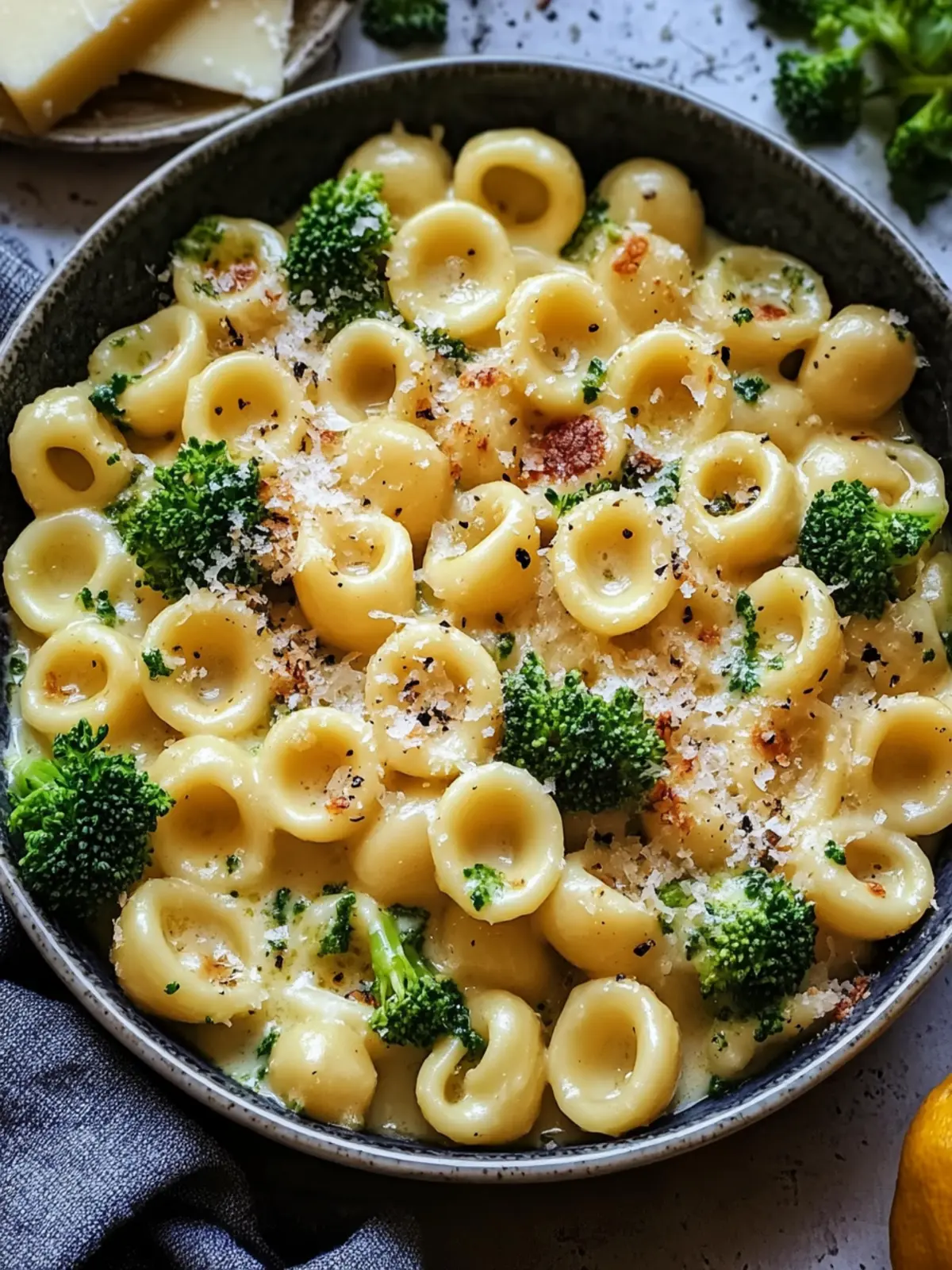Orecchiette mit Brokkoli und Käseschinkensauce