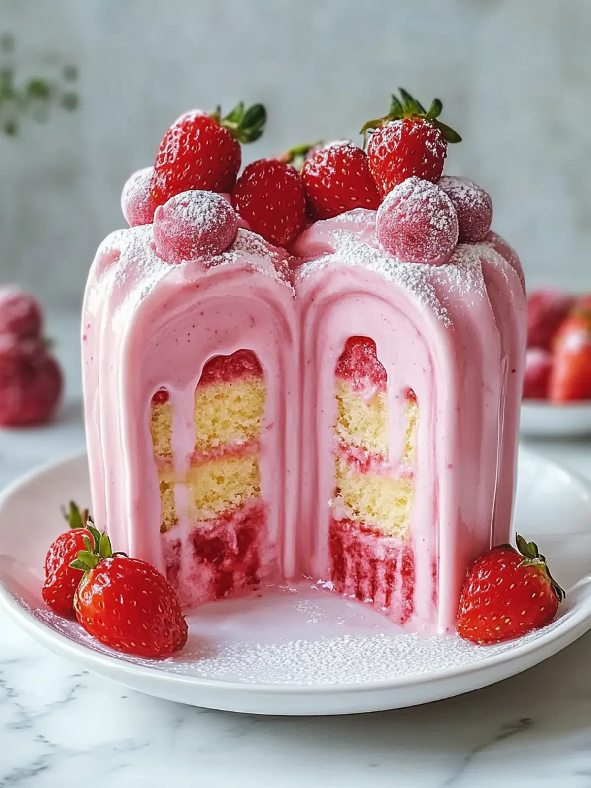 Erdbeermilchshake-Gewichtskuchen für jeden Anlass