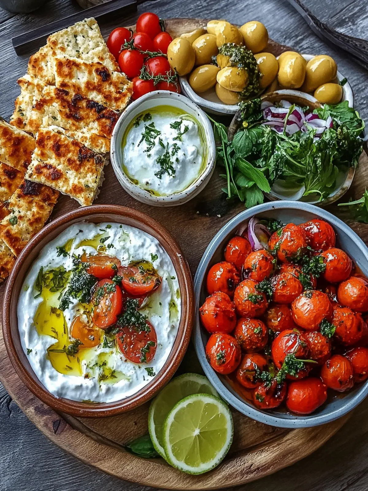 Mediterrane Hähnchenspieße mit Mezze-Platte