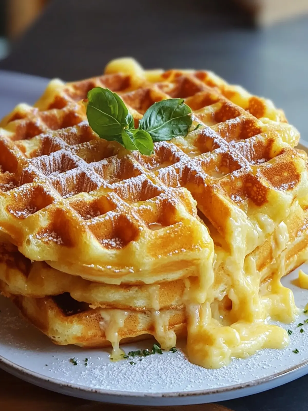 Mac und Käse gefüllte Waffeln