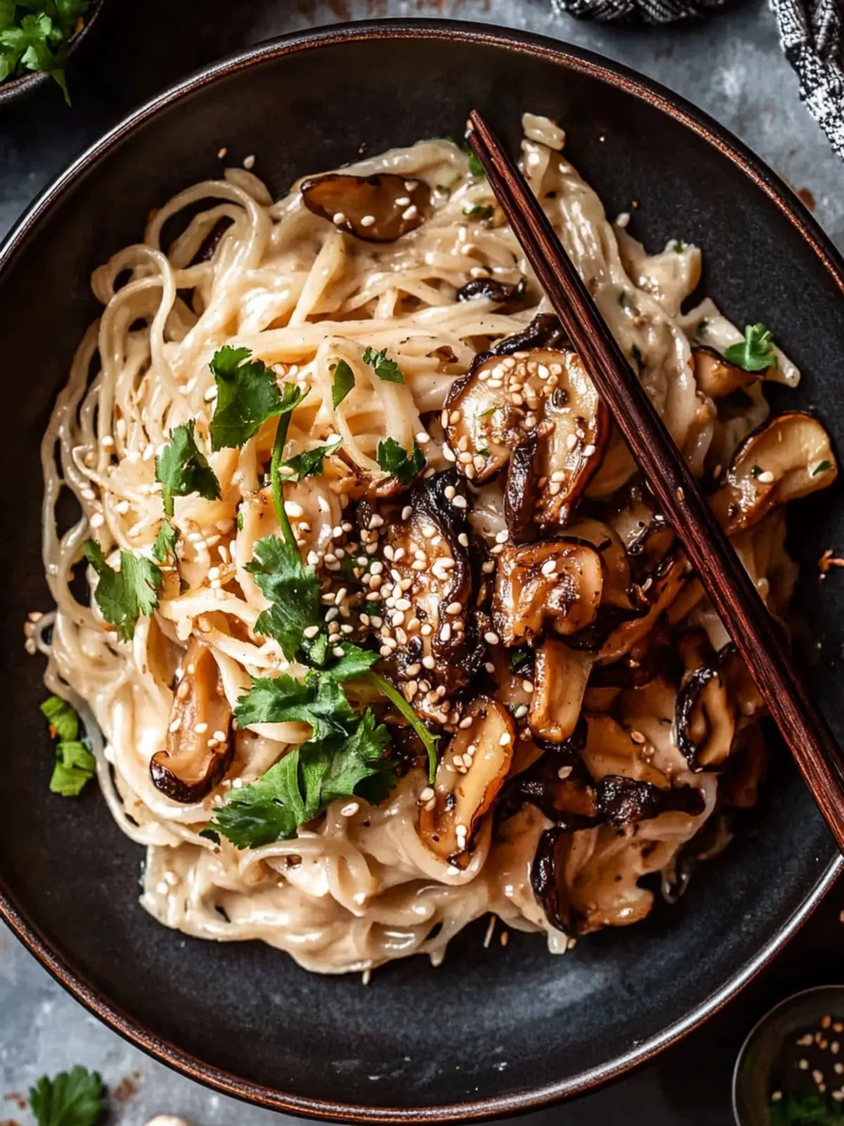 Cremige Miso-Nudeln mit Shiitake-Pilzen