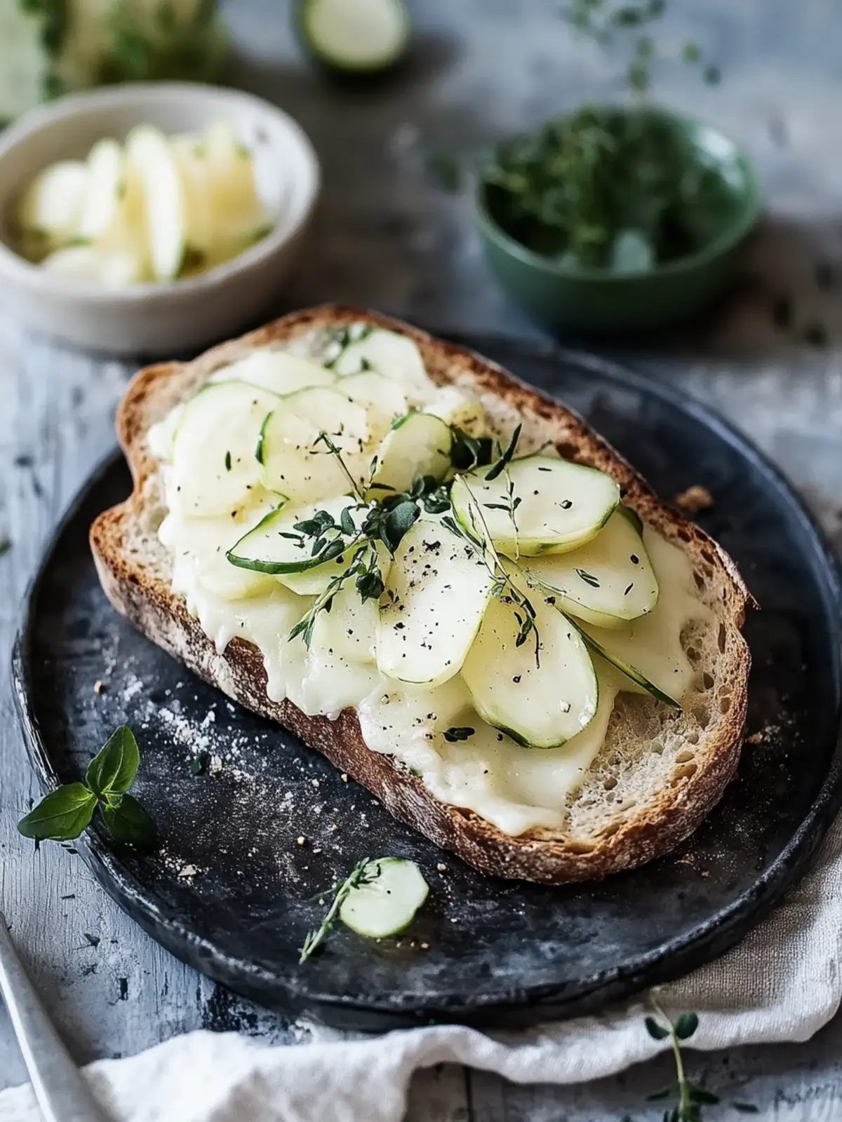 Gerösteter Kohlrabi auf knusprigem Brot