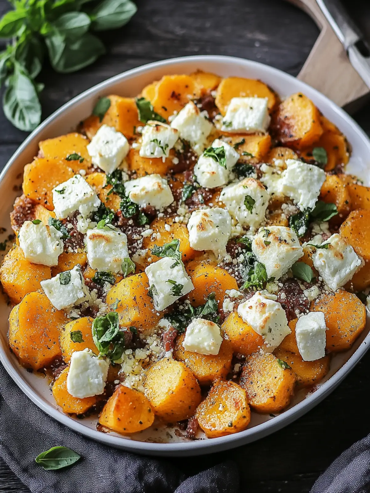 Süßkartoffel- und Hackfleischauflauf mit Feta-Käse