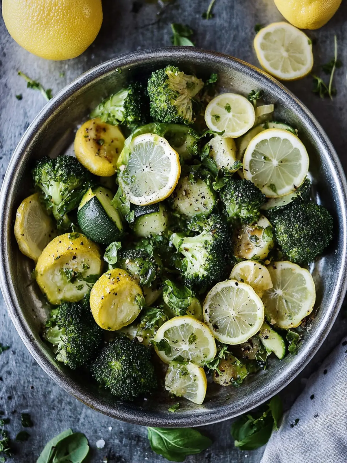 Rösti Brokkoli & Zucchini mit Zitrone & Knoblauch