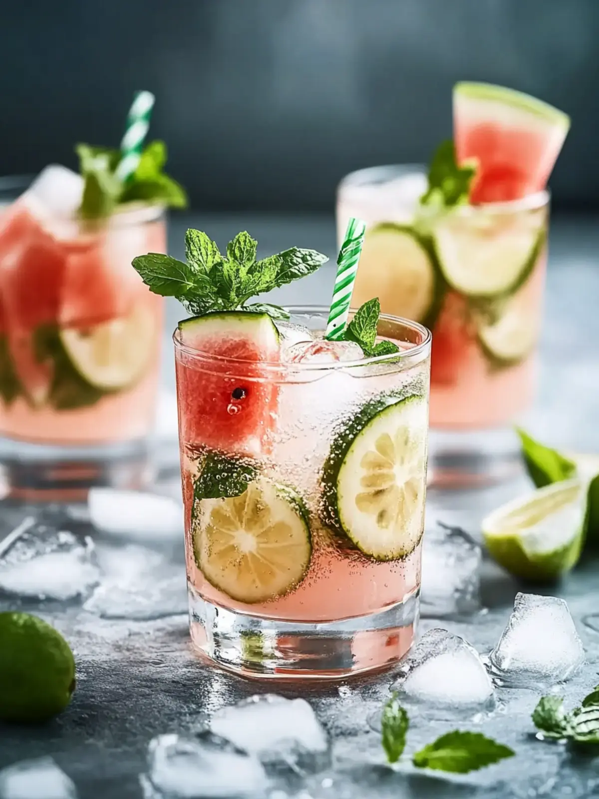 Sprudelnder Wassermelonen- und Lychee-Cocktail für heiße Tage