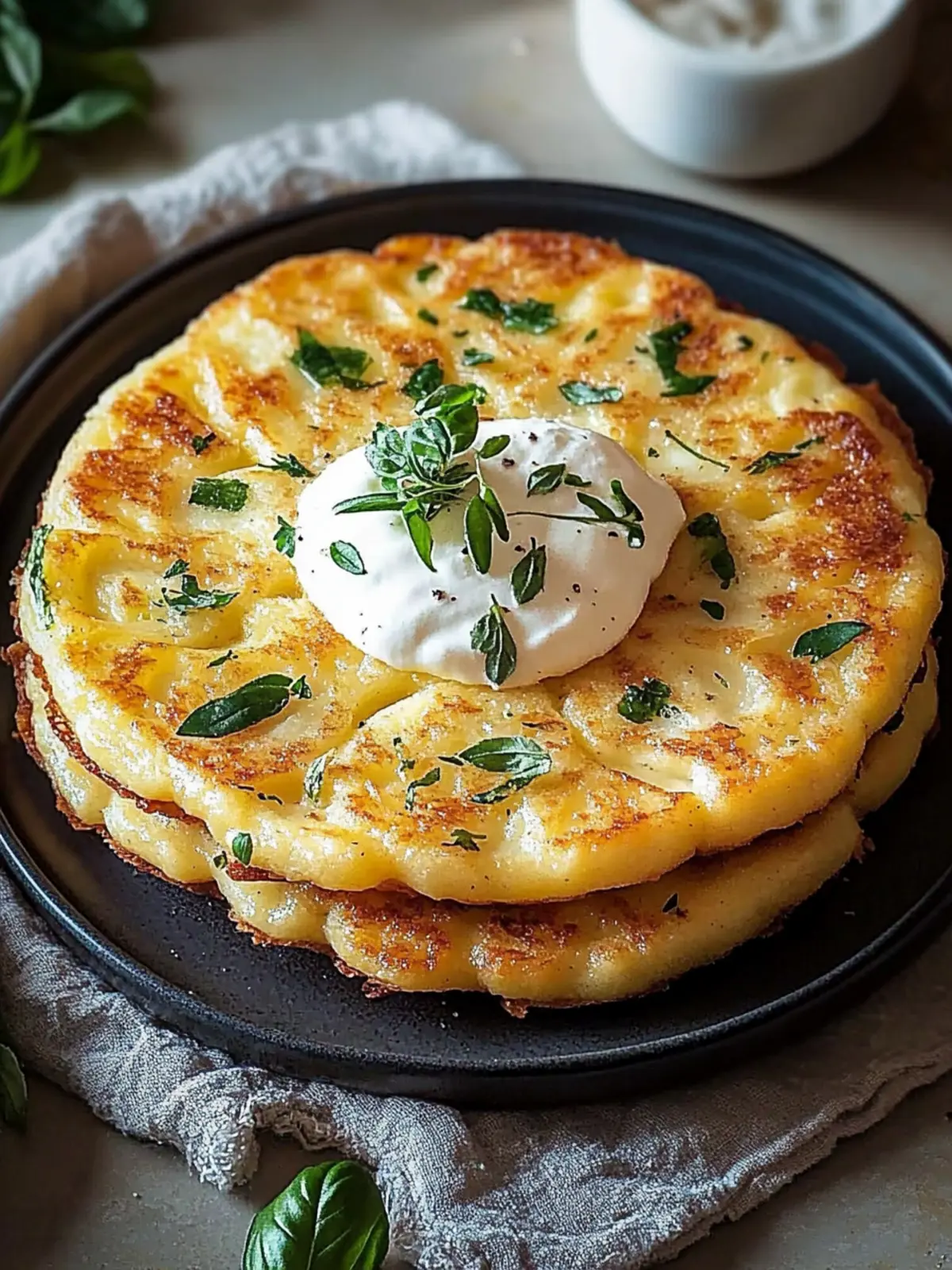 Käse und Schnittlauch Pfannkuchen