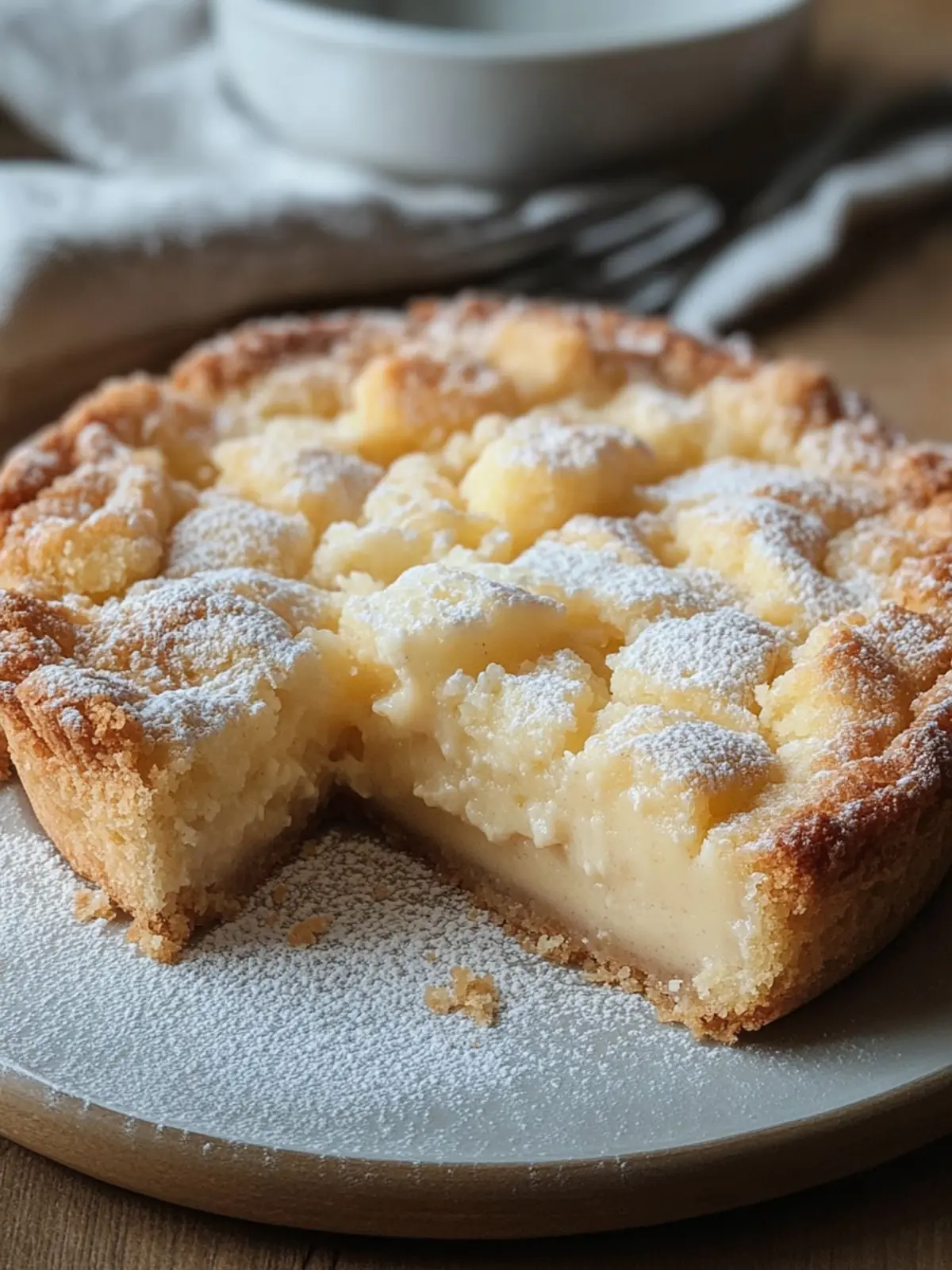 Vanillepudding-Bröselkuchen von einem Blech