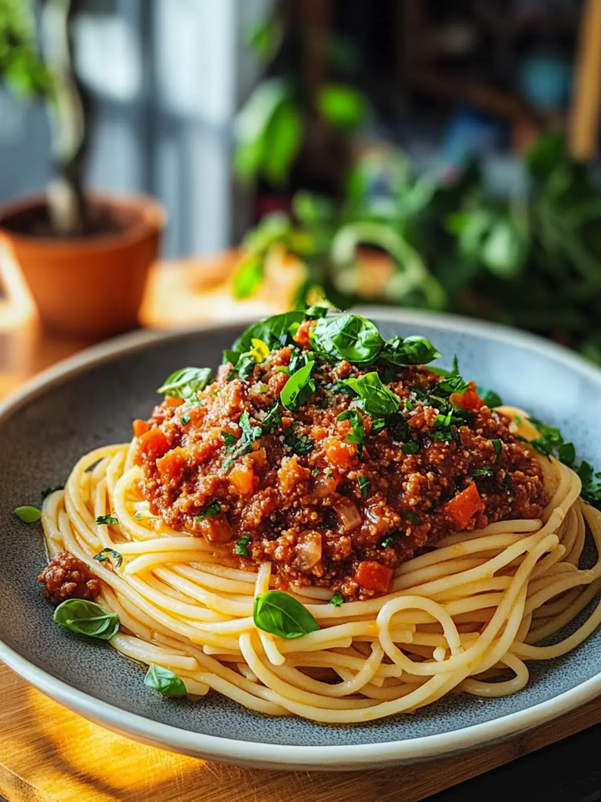 Vegane Linsen-Bolognese mit Spaghetti