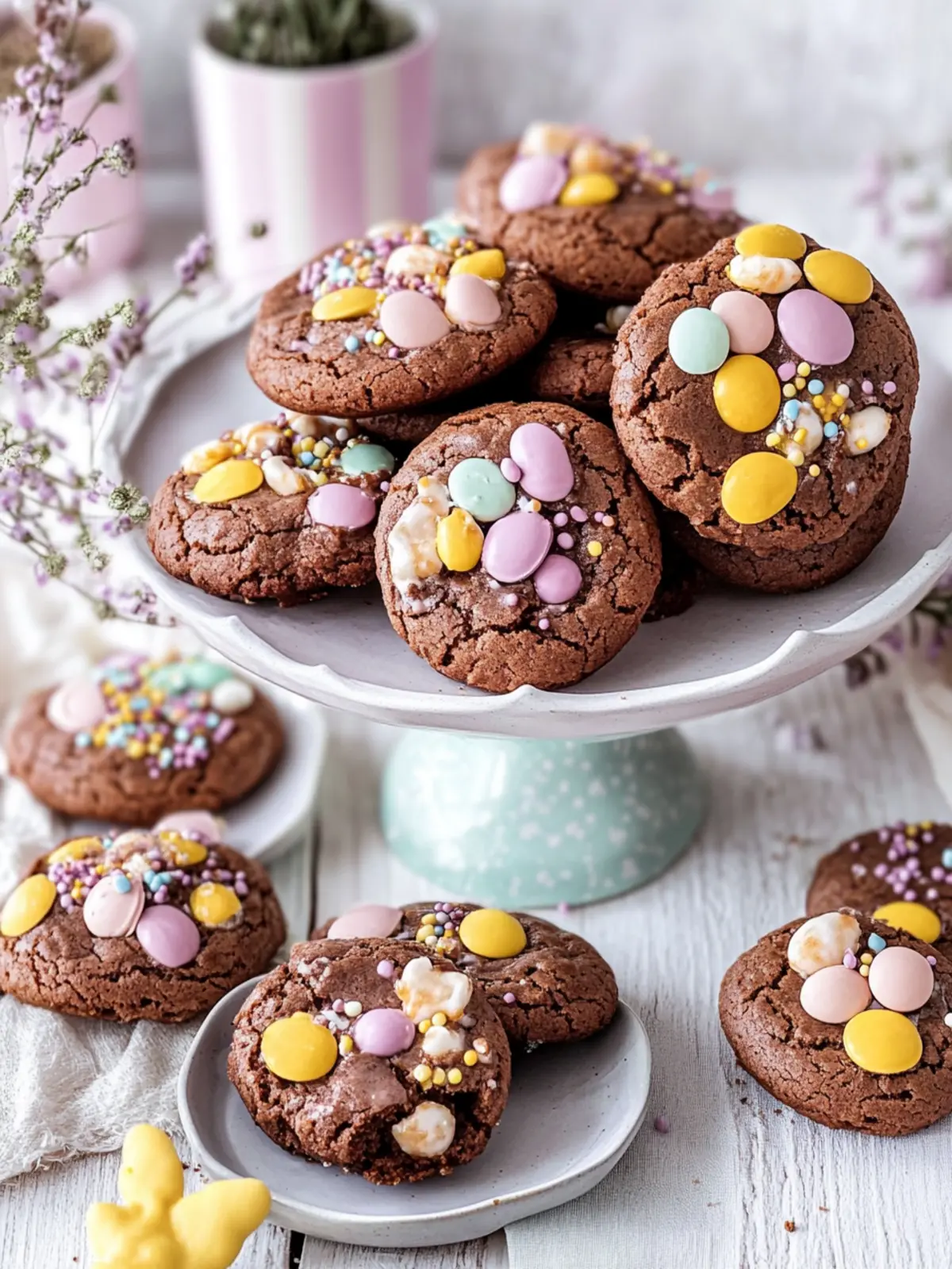 Backe weiche Schokoladen-Cheesecake-Kekse für Ostern