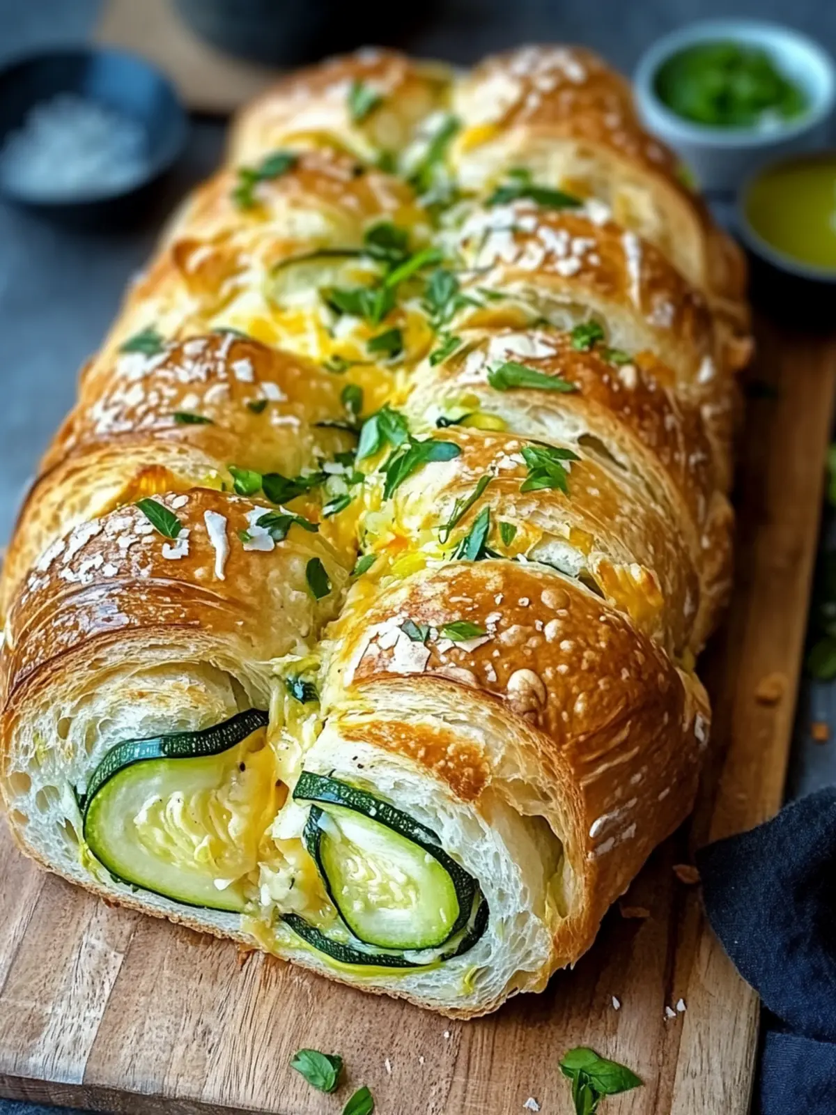 Saftiges Zucchini-Cheddar-Zupfbrot