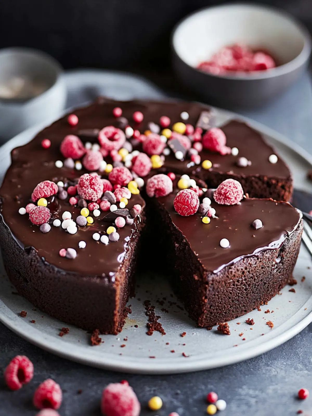 Backe einen saftigen Schokoladenblechkuchen