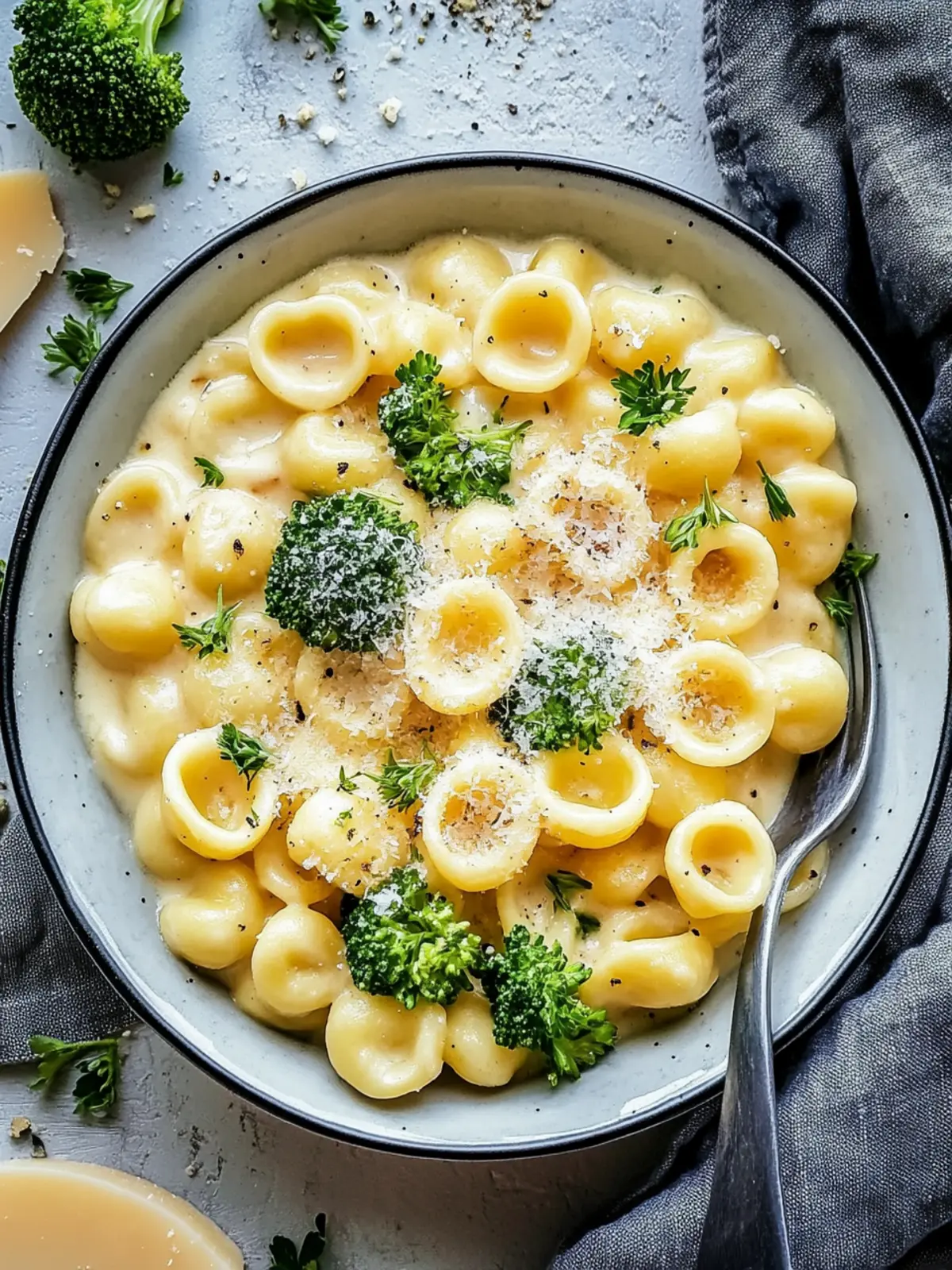 Orecchiette mit Brokkoli und Käseschinkensauce
