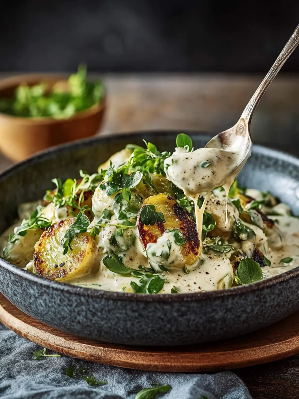 Krosse geröstete Rosenkohl mit cremiger Käsesauce