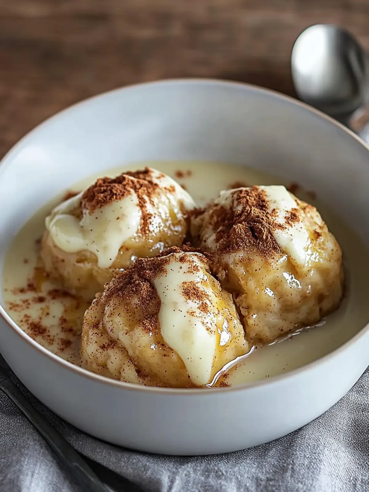 Apple dumplings with cinnamon butter and vanilla sauce