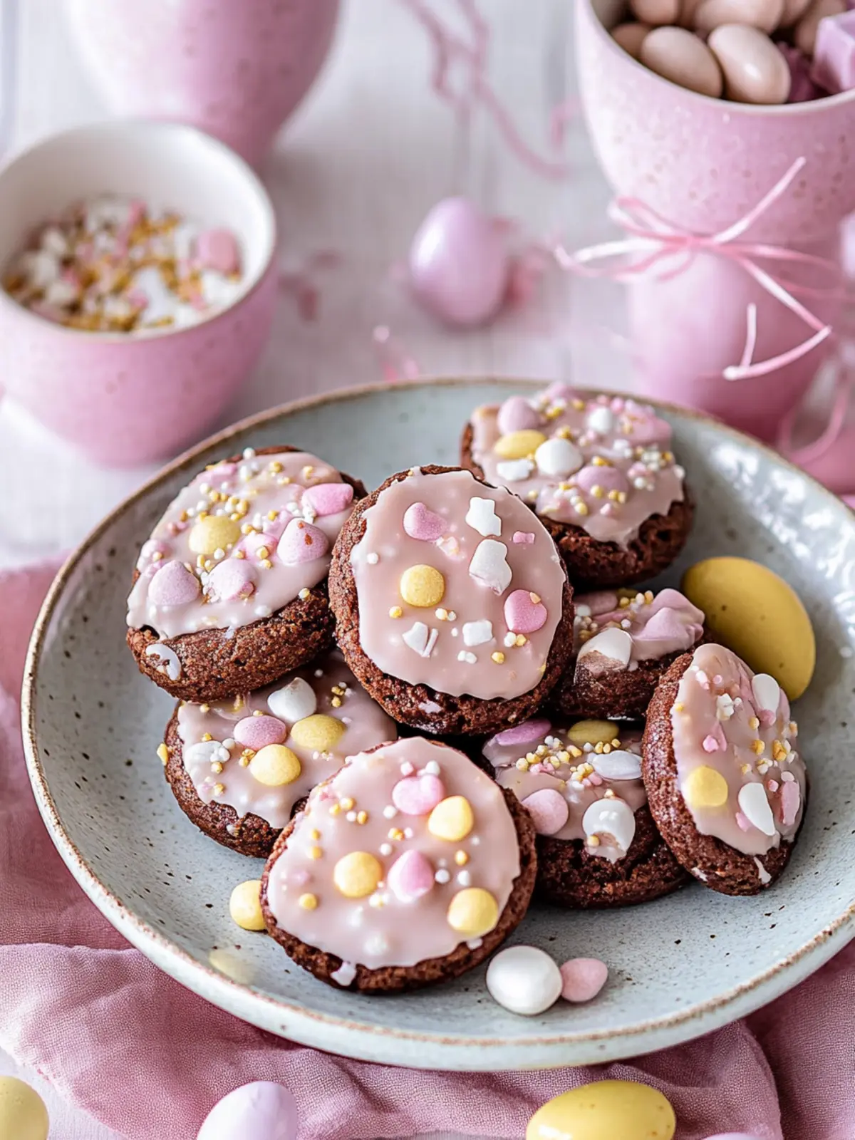 Backe weiche Schokoladen-Cheesecake-Kekse für Ostern