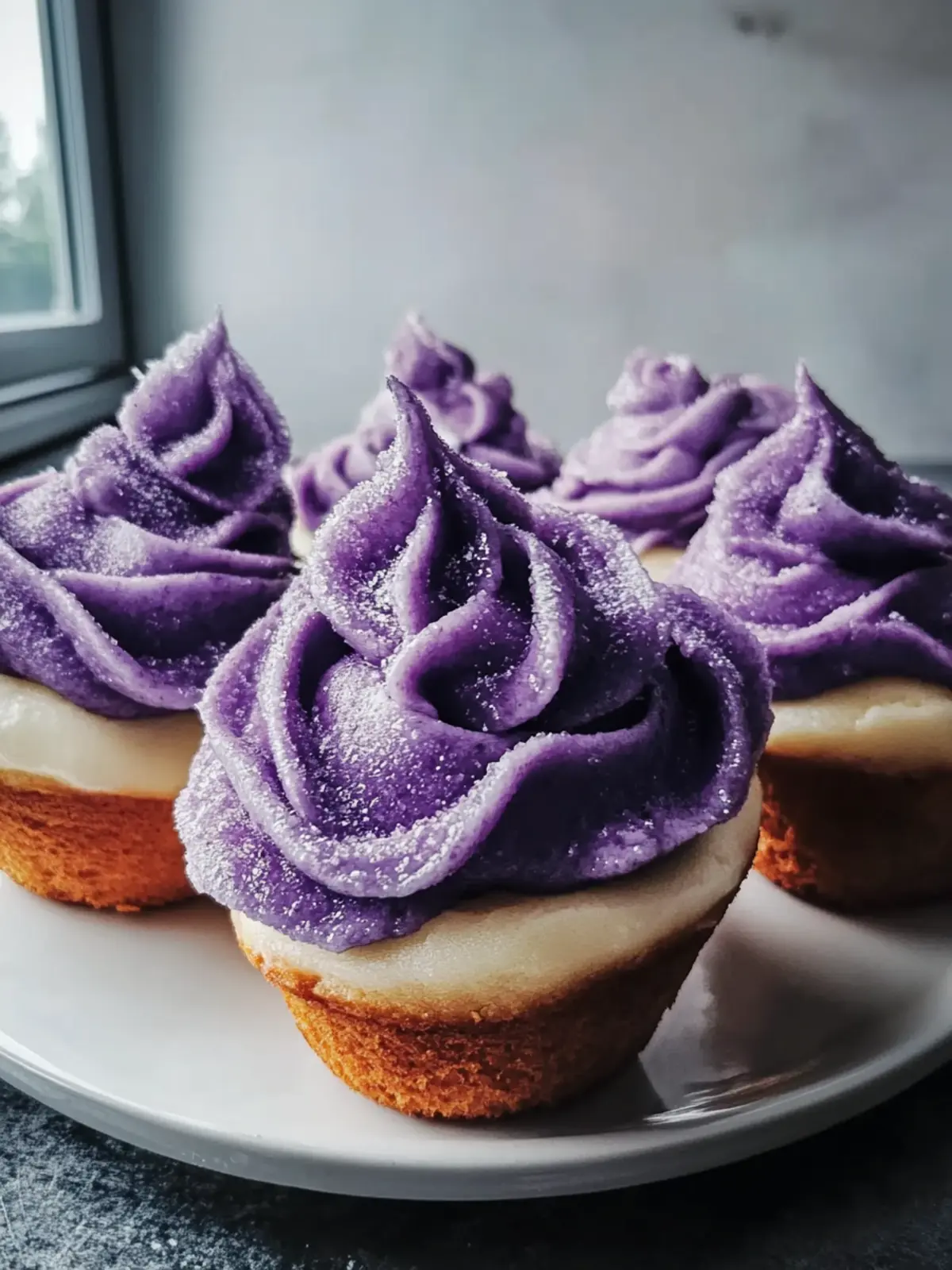 Ube Zimtschnecken mit cremigem Frosting