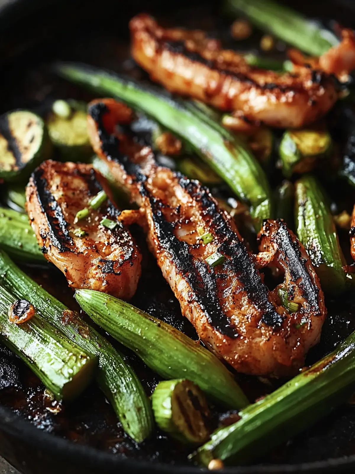 Gegrillte Garnelen mit Okra