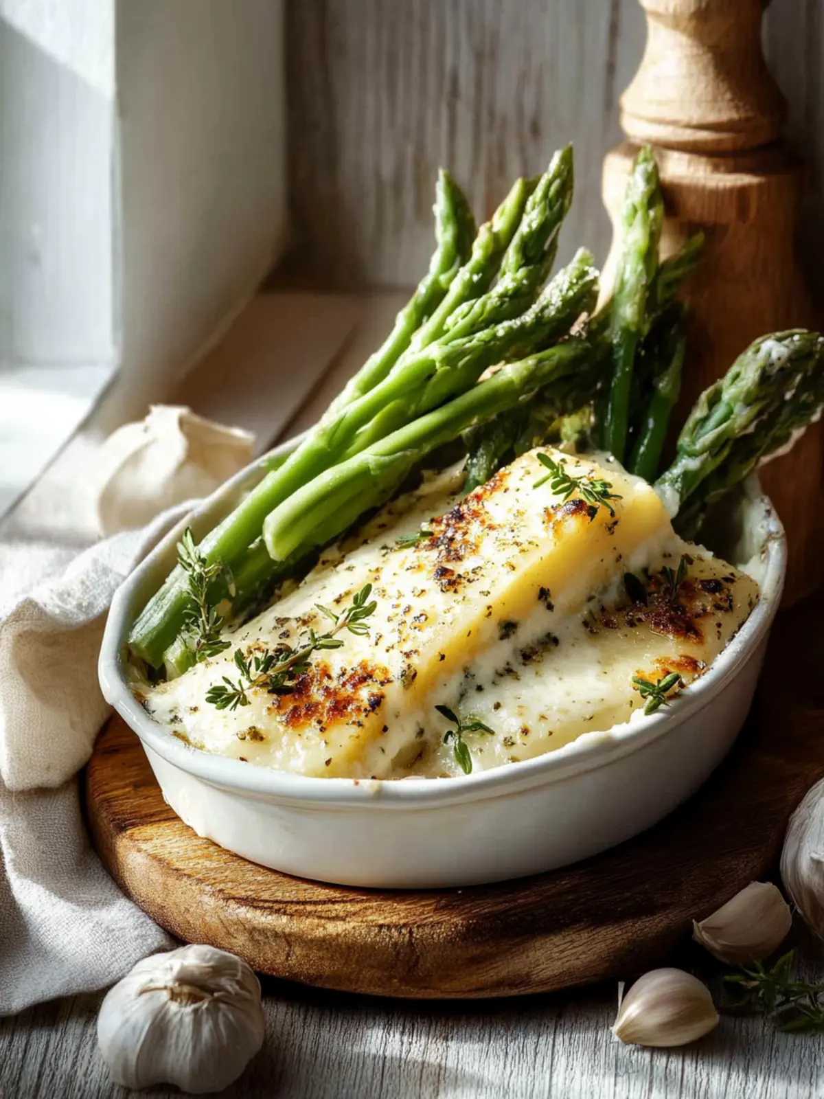 Käseknoblauchgrüne Bohnen