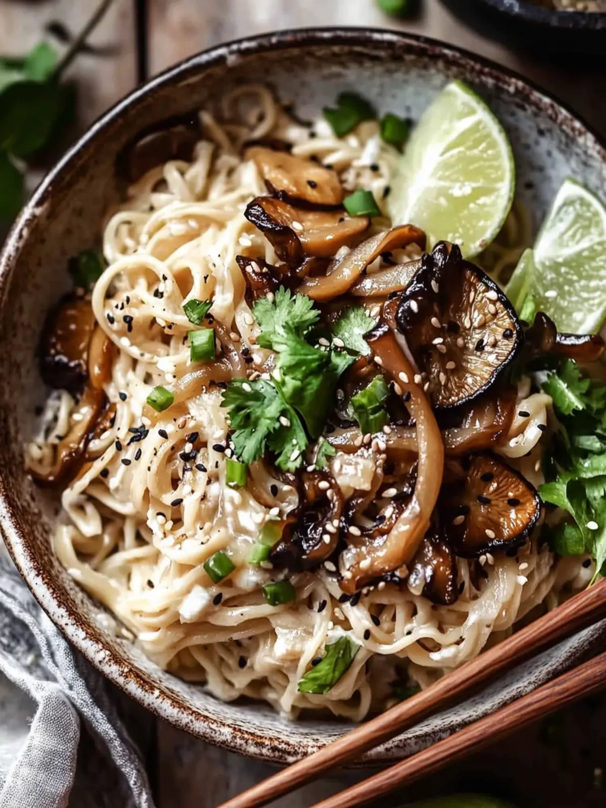 Cremige Miso-Nudeln mit Shiitake-Pilzen