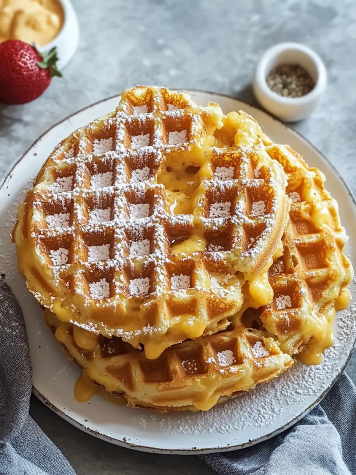 Mac und Käse gefüllte Waffeln