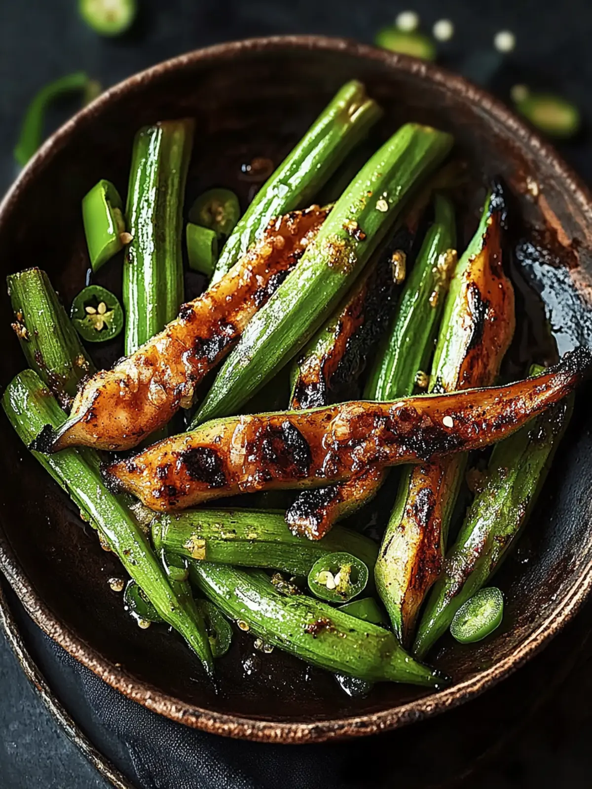 Gegrillte Garnelen mit Okra