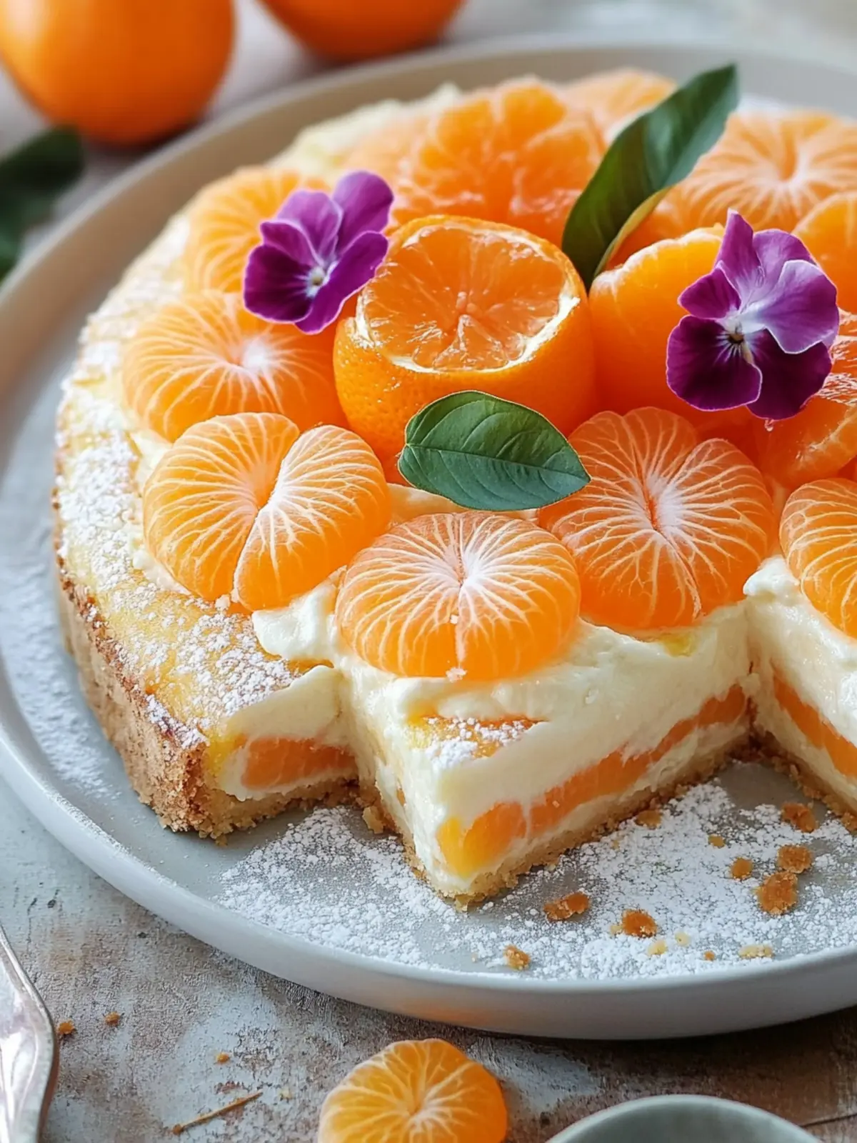 Mandarinen- und Sauerrahm-Blätterkuchen