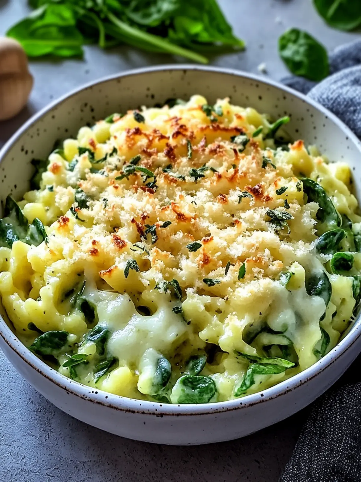 Spinatspätzle mit Käsekruste