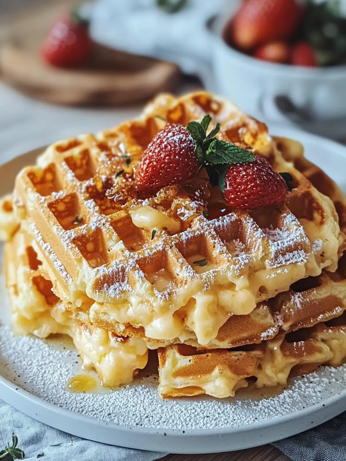 Mac und Käse gefüllte Waffeln