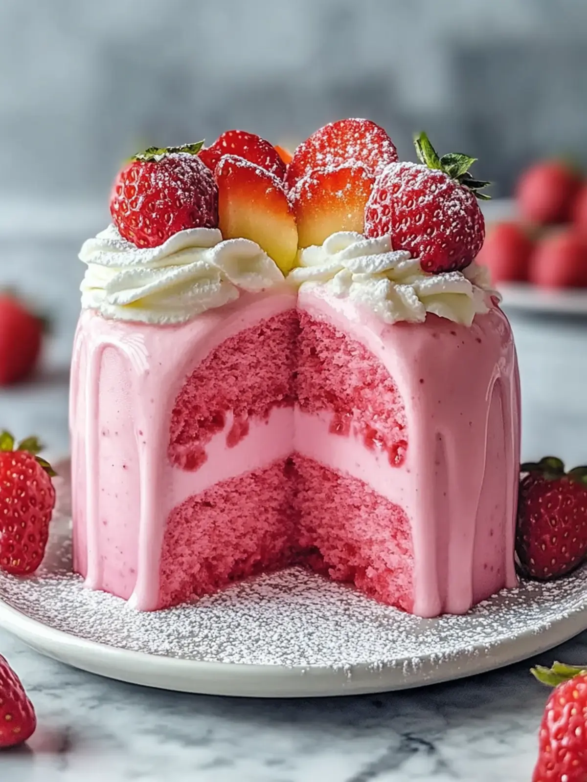 Erdbeermilchshake-Gewichtskuchen für jeden Anlass