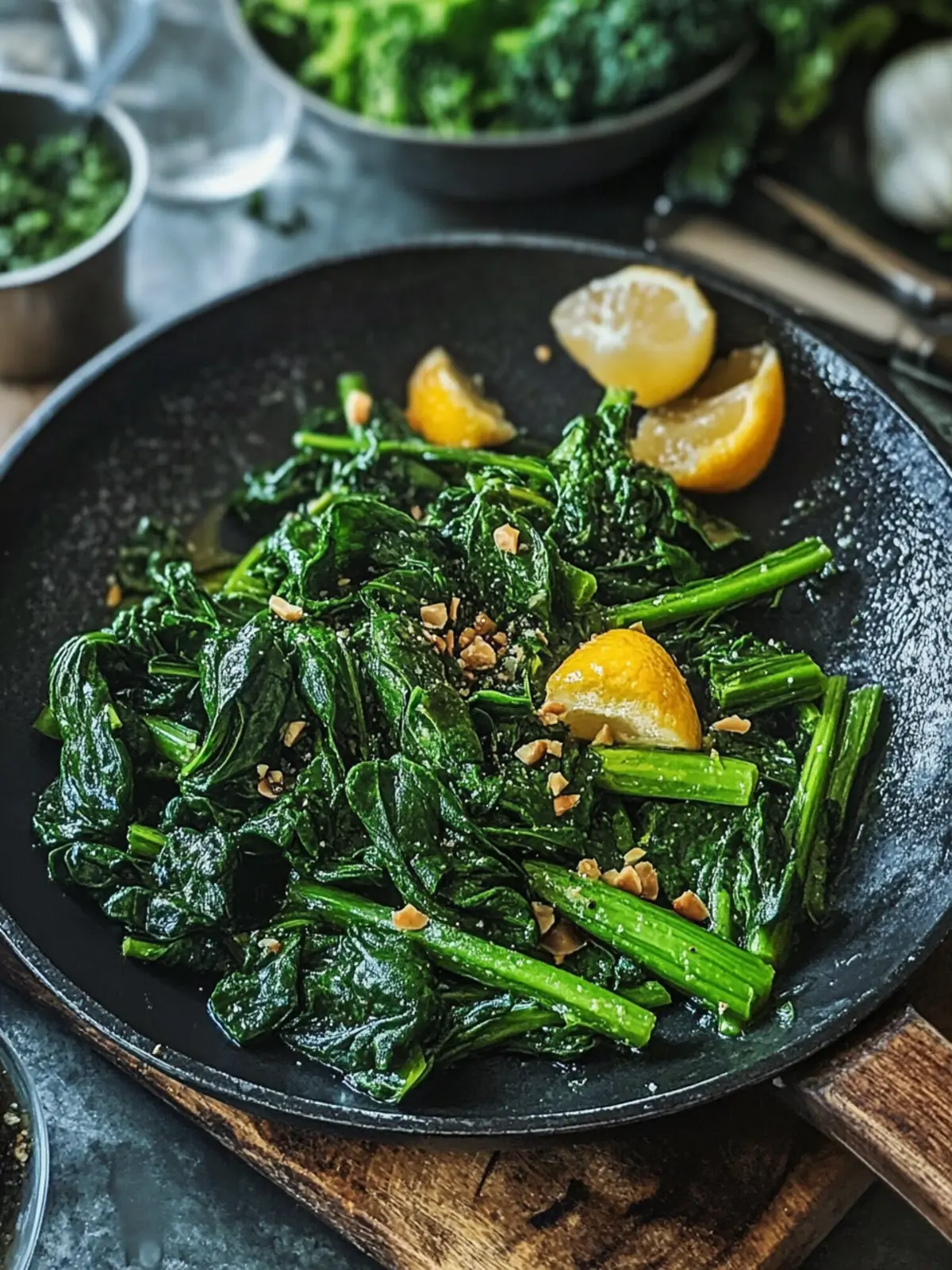 Brokkoli und Spinat Pfannengericht