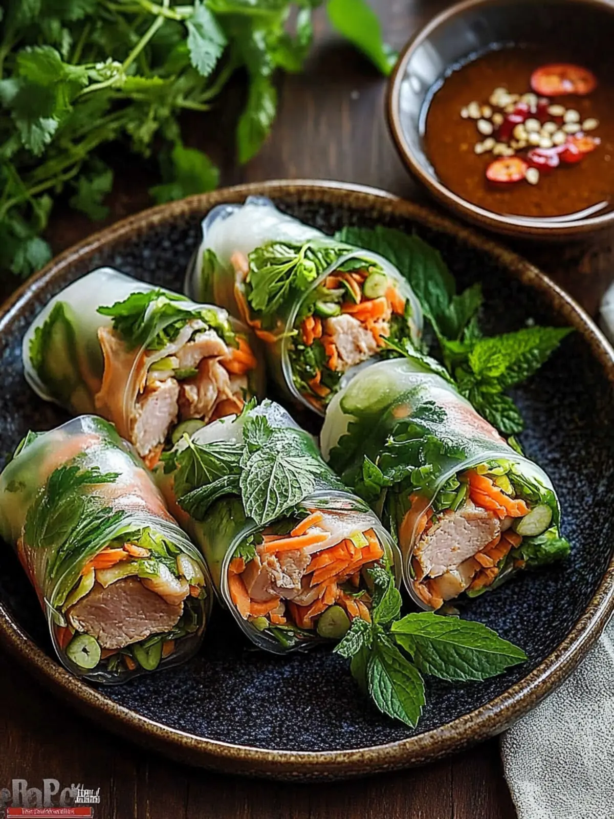 Thai-Basilikum-Rindfleisch-Rollen