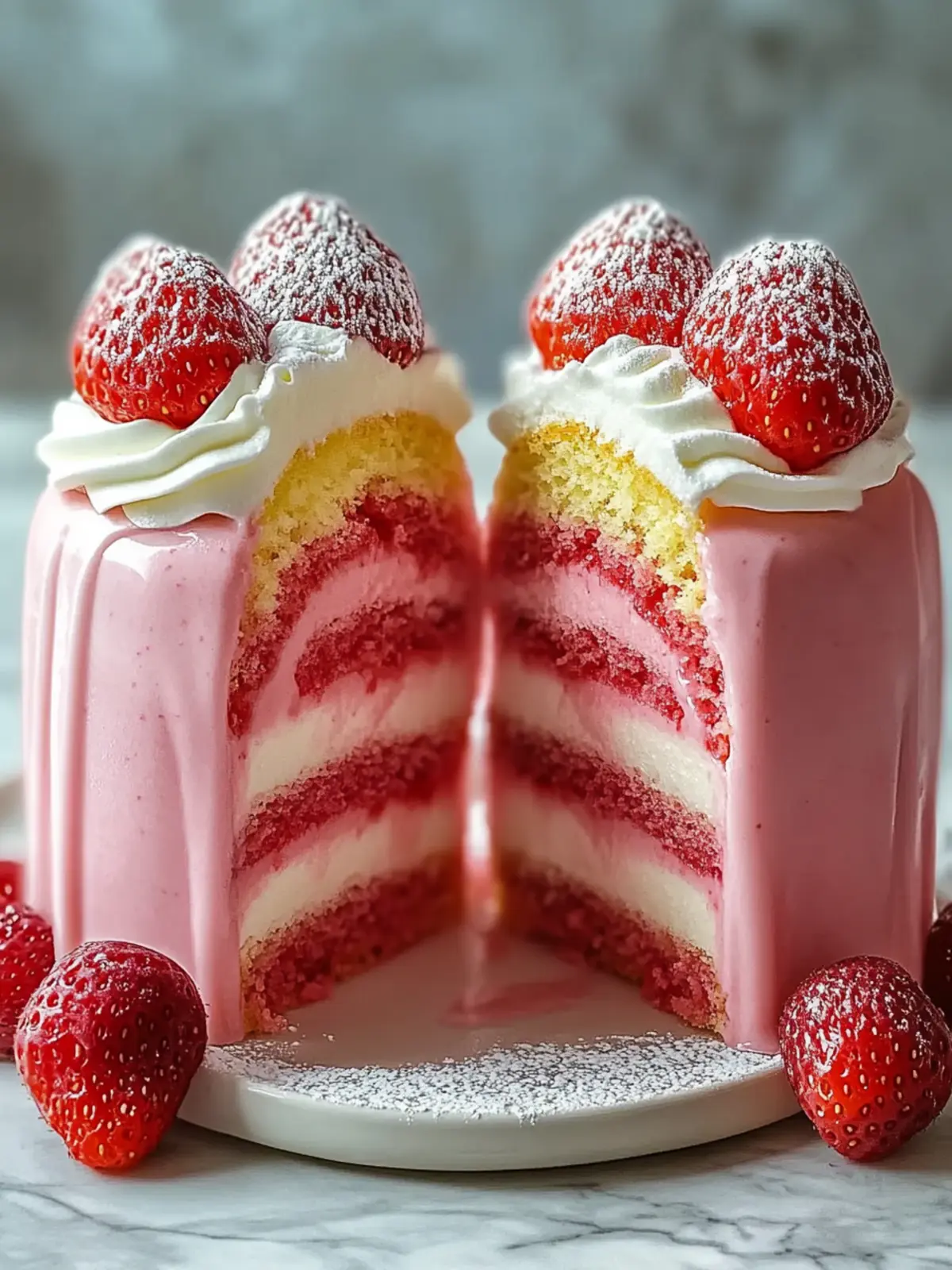 Erdbeermilchshake-Gewichtskuchen für jeden Anlass