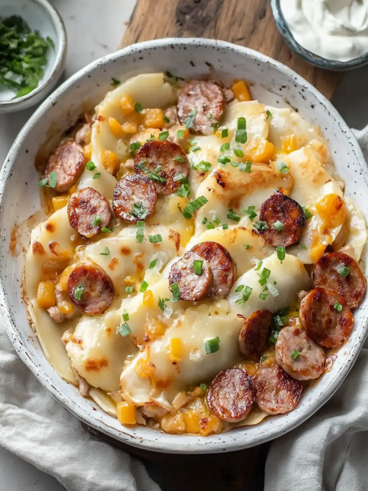 Einfache Pierogi-Auflauf mit Wurst