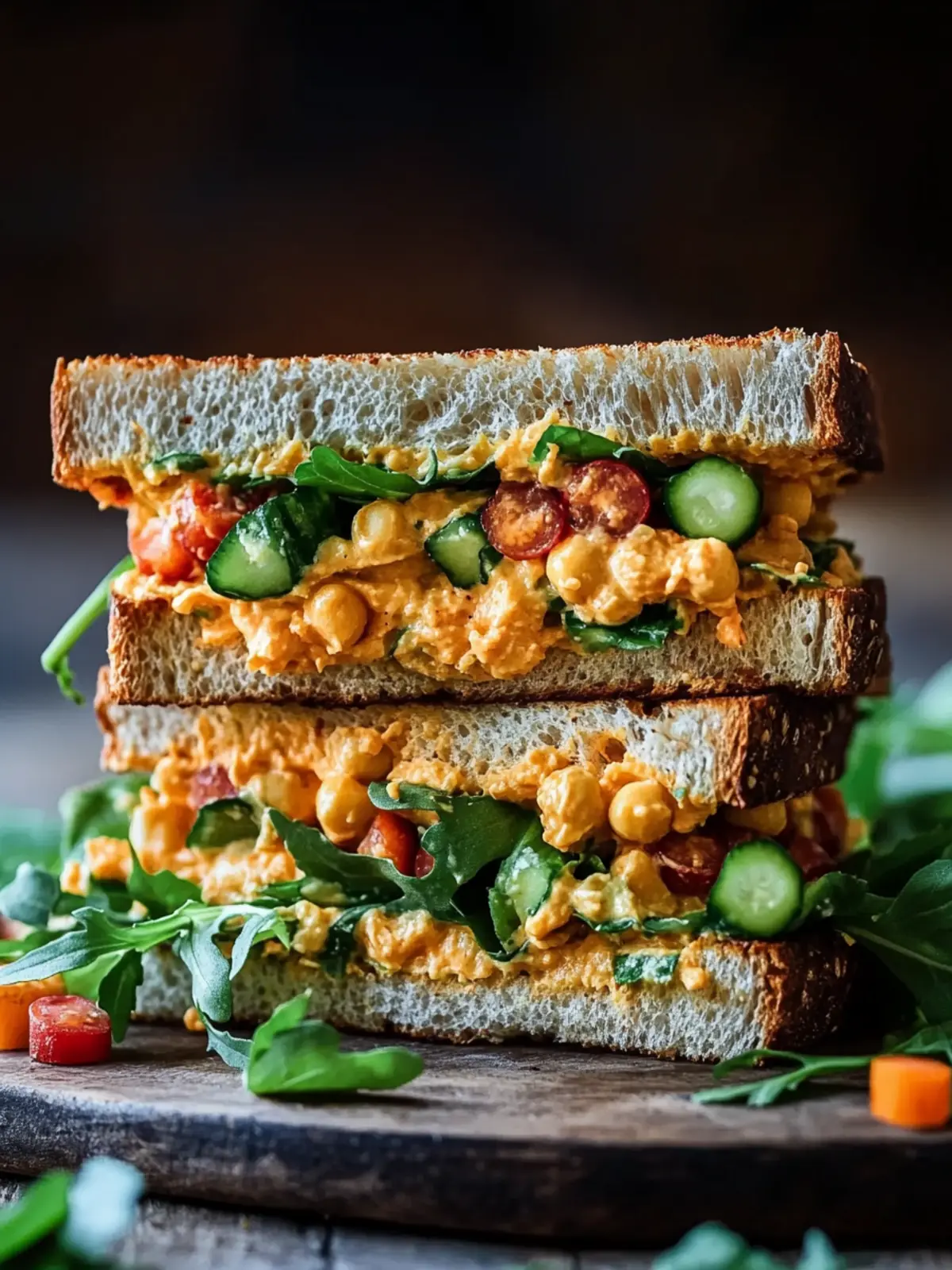Veganer Buffalo-Kichererbsensalat-Sandwich