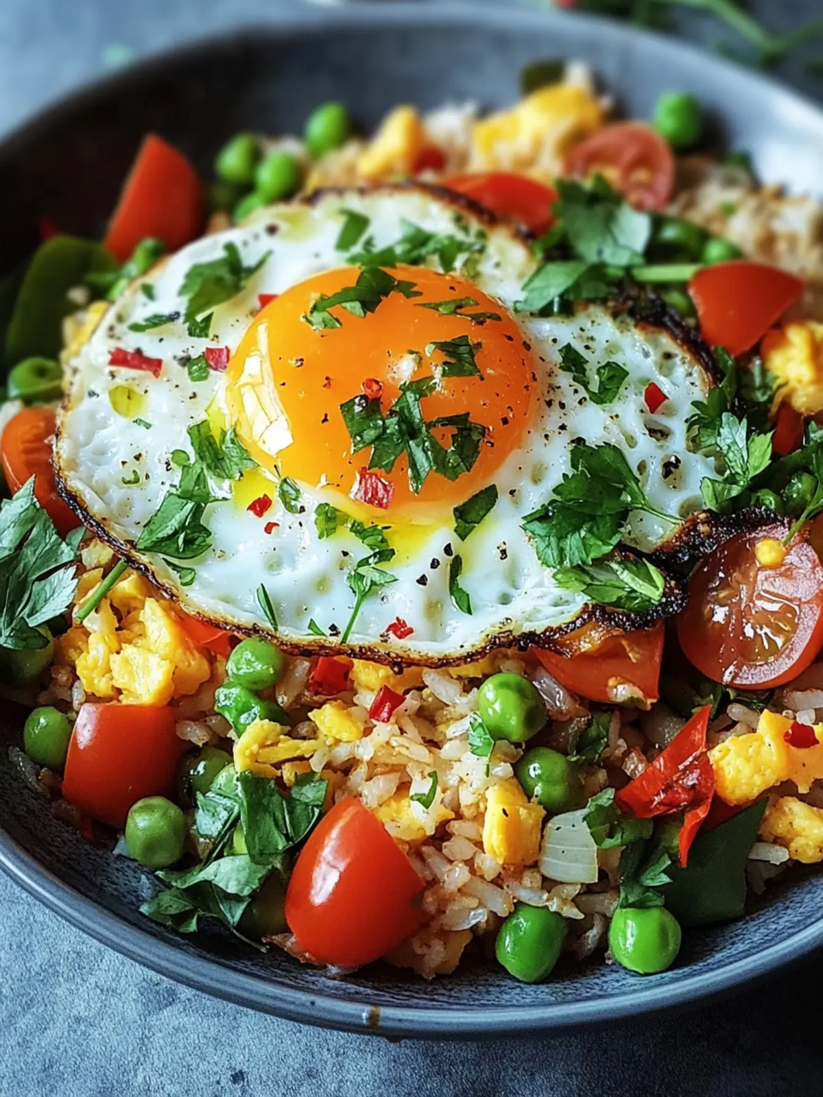 Bratreis mit Ei und Gemüse