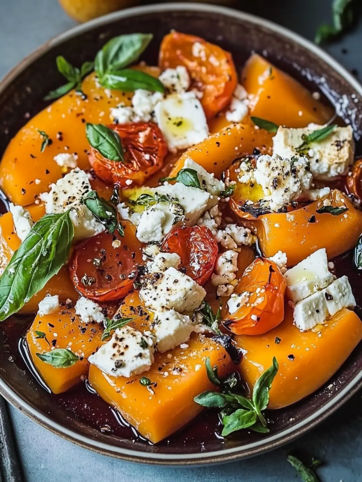 Gebackener Hokkaido-Kürbis mit Feta