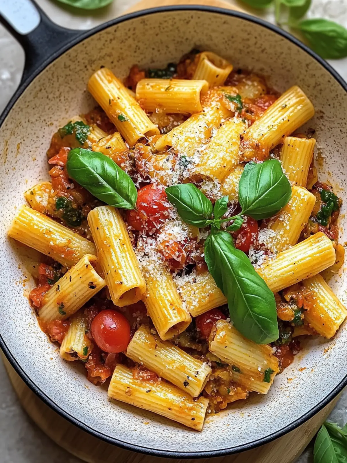 Ein Topf würzige Rigatoni